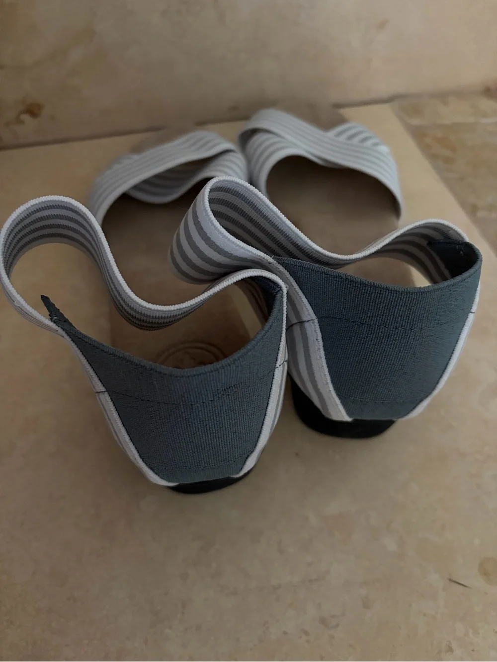 Charleston Shoe Company Striped Elastic Cross-Band Women's Sandals - Gray